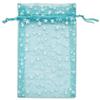 100-Pack 4x6 Sheer Organza Drawstring Gift Bags (Medium) - Metallic Stars (Teal/White) - Wedding Party Favors, Jewelry, Candy, Treats Mesh Pouch by The Display Guys view 2