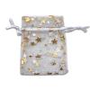 100-Pack 2x2.5 Sheer Organza Drawstring Gift Bags (X-Small) - Metallic Stars (White/Gold) - Wedding Party Favors, Jewelry, Candy, Treats Mesh Pouch by The Display Guys view 2