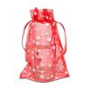 100-Pack 4x6 Sheer Organza Drawstring Gift Bags (Medium) - Metallic Stars (Red/White) - Wedding Party Favors, Jewelry, Candy, Treats Mesh Pouch by The Display Guys view 1
