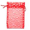 100-Pack 4x6 Sheer Organza Drawstring Gift Bags (Medium) - Metallic Stars (Red/White) - Wedding Party Favors, Jewelry, Candy, Treats Mesh Pouch by The Display Guys view 2