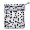 100-Pack 2x2.5 Sheer Organza Drawstring Gift Bags (X-Small) - Metallic Stars (Silver/Black) - Wedding Party Favors, Jewelry, Candy, Treats Mesh Pouch by The Display Guys view 2