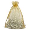 100-Pack 6x8 Sheer Organza Drawstring Gift Bags (Large) - Metallic Stars (Gold/White) - Wedding Party Favors, Jewelry, Candy, Treats Mesh Pouch by The Display Guys view 1