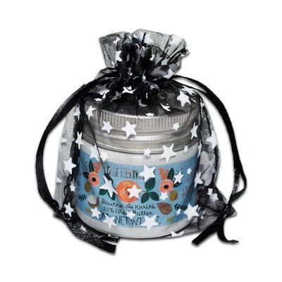 100-Pack 3x4 Sheer Organza Drawstring Gift Bags (Small) - Metallic Stars (Black/White) - Wedding Party Favors, Jewelry, Candy, Treats Mesh Pouch by The Display Guys