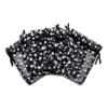 100-Pack 3x4 Sheer Organza Drawstring Gift Bags (Small) - Metallic Stars (Black/White) - Wedding Party Favors, Jewelry, Candy, Treats Mesh Pouch by The Display Guys view 4