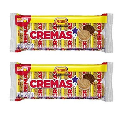 POZUELO Cremas 2 PACK 300 gr. 12 Paquetes de 25 gr. | Cream Sandwich Cookies Chocolate and Vanilla Flavor 2 PACK 12 Packages 10.6 oz.