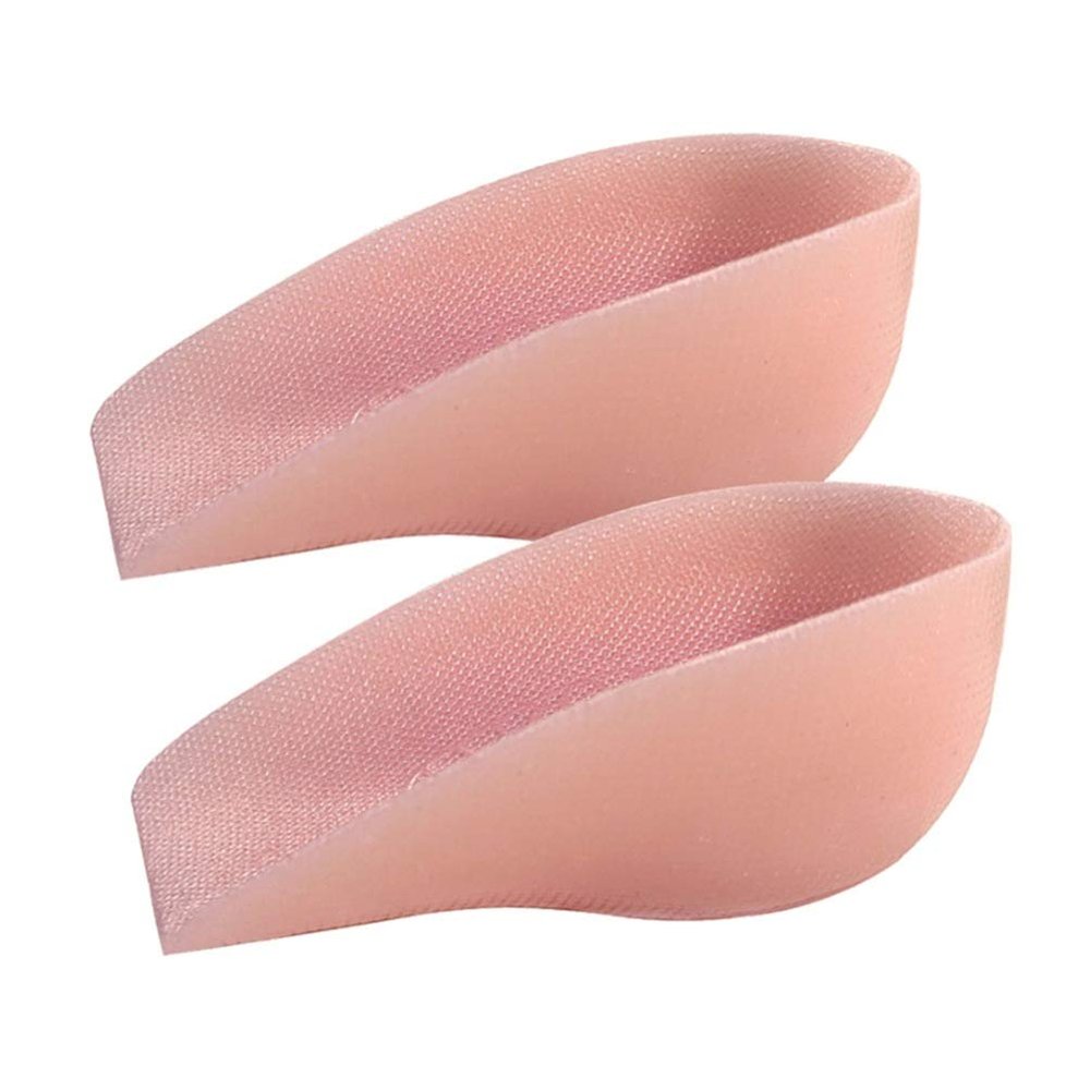 1 Pair Silicone Heel Cups Height Increase Insoles Invisible Elevators Gel Heel Cushion Protectors for Plantar 1.5cm (Pink)