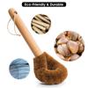 Dish Brush with Handle,Eco-Friendly Kitchen Dish Scrub Brush for Dishes(Pot Dish Scrubber),Coconut Fiber Bristle with Wooden Handle,Dishwashing Brush with Handle for Pan view 2