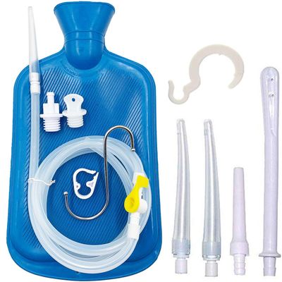 Smokitcen Enema Kit 2L Enema Bag 5.0ft. Long Silicone Hose 5 Multi-Size Reusable Tips Controlled Water Flow for Colon Detox Cleanse Enemas
