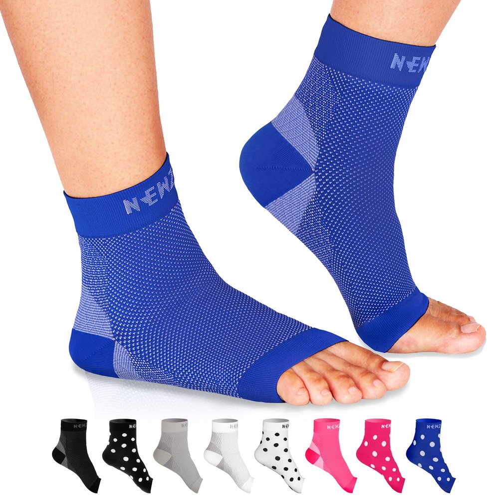 NEWZILL Plantar Fasciitis Socks with Arch Support, BEST 24/7 Foot Care Compression Sleeve, Eases Swelling & Heel Spurs, Ankle Brace Support, Increases Circulation (XXL, Blue)
