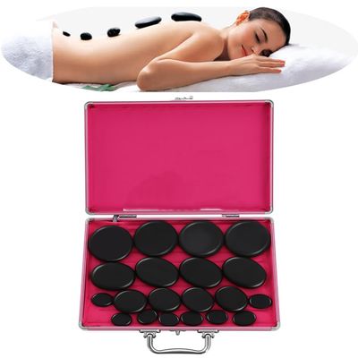 CNCEST 20PCS Portable Massage Stones, Basalt Hot Stones Heater Kit Body Relax Heat Rocks Stone Massage Therapy with Heater Box for Body Massage