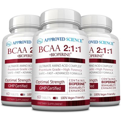 Approved Science BCAA Supplement - 180 Tablets - 2400mg - Increase Performance and Enhance Muscle Development - L-Leucine, L-Isoleucine, L-Valine - Made in USA, Non-GMO
