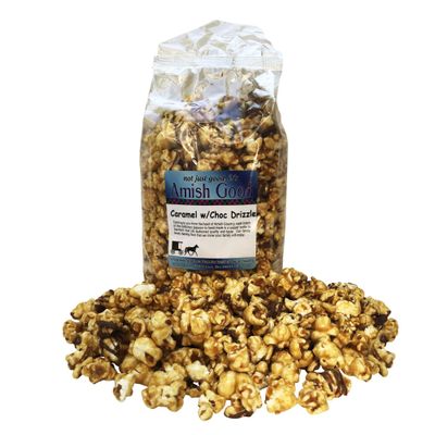 Amish Good Caramel Popcorn with Chocolate Drizzle Large Bag