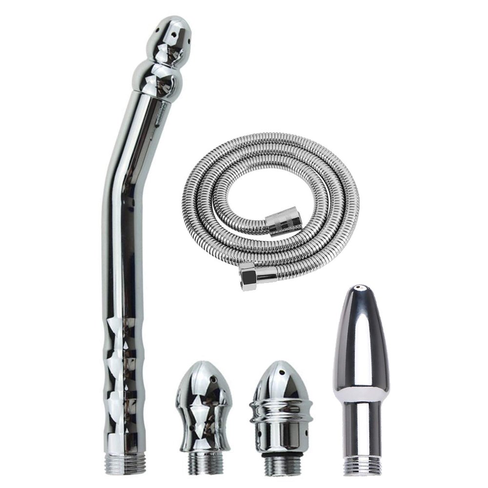 Metal Enema Handheld Shower, Shower Enema 3 Heads Nozzle System for Colonic Cleanse Kit - with 59 inch Shower Hose (2 Style)