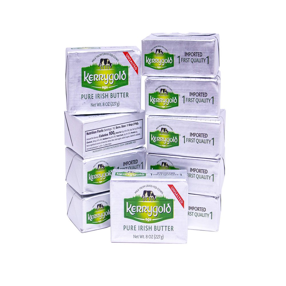 Kerrygold Unsalted Butter, 8 Oz Foil Pack (Pack of 10)