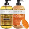 Cellulite Massage Oil, Gel & Mitt - Natural Hot Cream Massage Gel, Oil & Massager - Firm, Tone, Tighten & Moisturize Skin. Soothes Muscles (16.9 oz) view 1