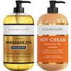 Cellulite Massage Oil & Hot Cream - 100% Natural Cellulite Oil & Gel, Highly Absorbable, Firm, Tone, Tighten & Moisturize Skin - Soothes Muscles (16.9 Fl Oz Each Bottle) view 1