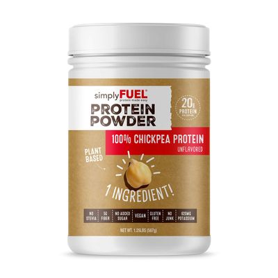 simplyFUEL Chickpea Protein Powder, Organic & Plant-Based, 20 g Protein, High-Fiber, Unsweetened, No Stevia, 1.25 lb