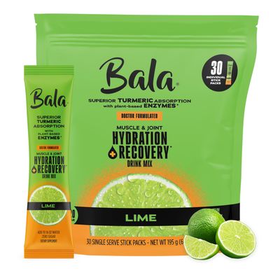 BALA Enzyme Hydration & Sugar-Free Drink Mix Powder - May contributes to Overall Wellness - Lime 0.25oz (30 Count)