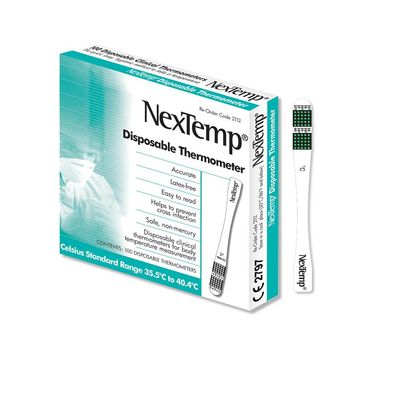 NexTemp Single-Use Thermometers: Individually Wrapped, Disposable, Providing Superior Accuracy and Maximum Infection Control. Perfect for Work, Schools, First-Aid, Home, and Travel, Celsius, 100-Pack