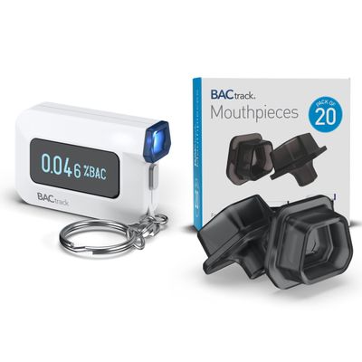 BACtrack C6 Keychain Breathalyzer and 20 Breathalyzer Mouthpieces Bundle