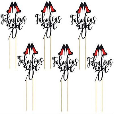 12pcs Birthday Cake Toppers 70th Cupcake Toppers Glitter Cake Picks for Birthday Party Supplies - Fabulous 70