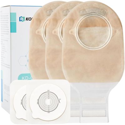 KONWEDA 21PCS Ostomy Bags,Colostomy Supplies,Two Piece Drainable Ostomy Pouch for Ileostomy Stoma Care, Cut-to-Fit (15pcs Bags+6pcs Barrier)