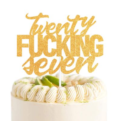Twenty Seven Gold Glitter Cake Toppers 27 Years Old 27th Birthday Anniversary Party Decorations Supplies