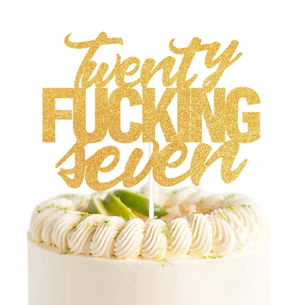 Twenty Seven Gold Glitter Cake Toppers 27 Years Old 27th Birthday Anniversary Party Decorations Supplies