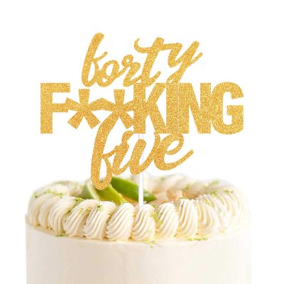 Forty Five Gold Glitter Cake Toppers 45 Years Old 45th Birthday Anniversary Party Decorations Supplies