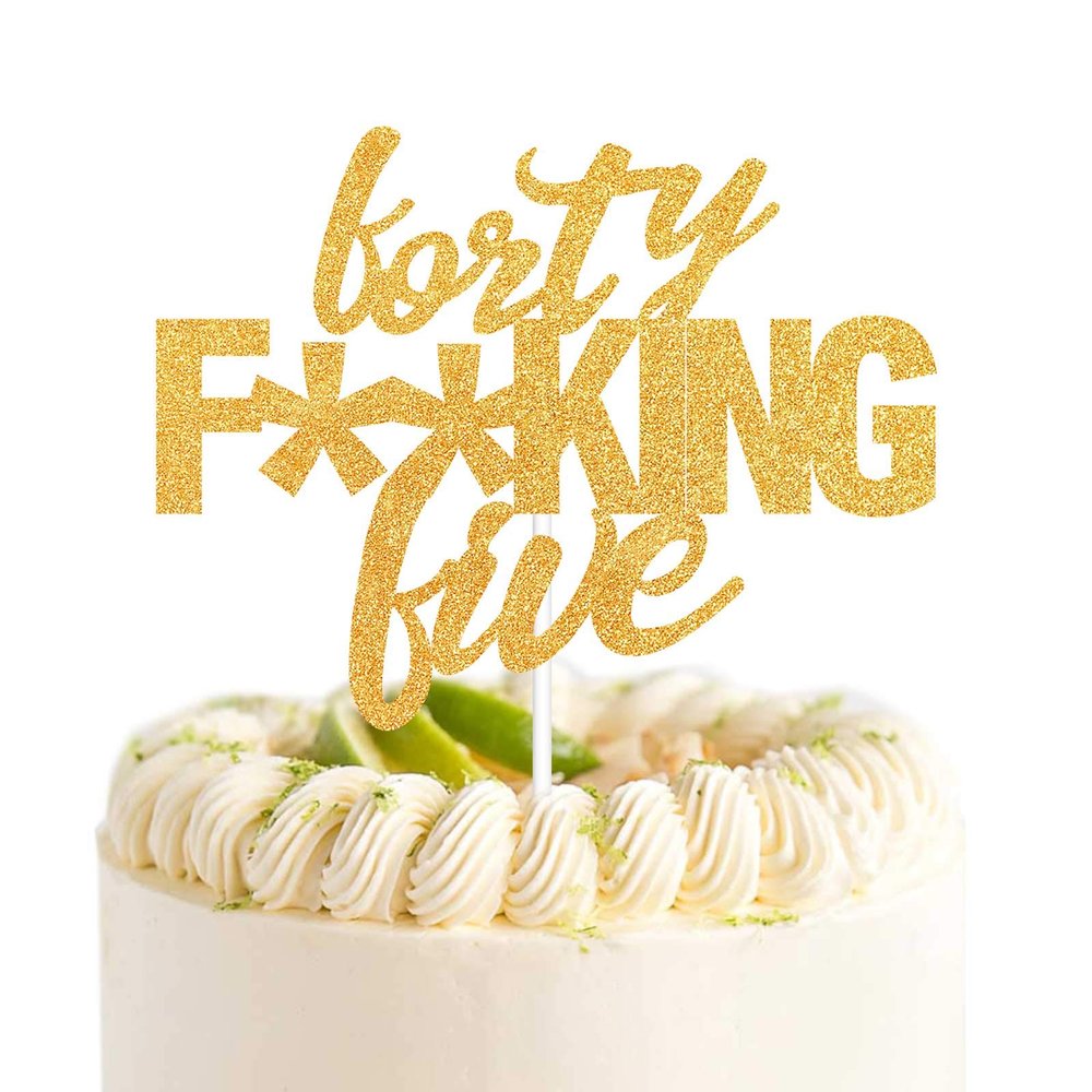 Forty Five Gold Glitter Cake Toppers 45 Years Old 45th Birthday Anniversary Party Decorations Supplies