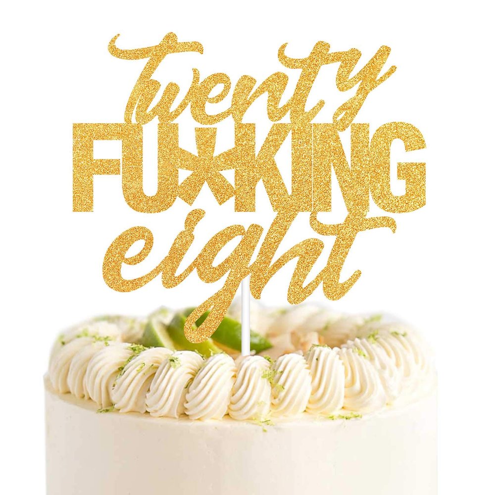 Twenty Eight Gold Glitter Cake Toppers 28 Years Old 28th Birthday Anniversary Party Decorations Supplies