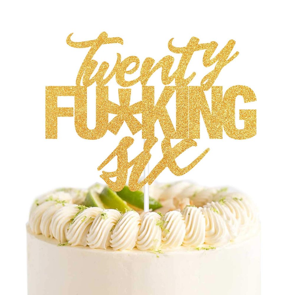 Twenty Six Gold Glitter Cake Toppers 26 Years Old 26th Birthday Anniversary Party Decorations Supplies