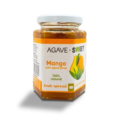 Agave Sweet Mango Fruit Spread with Agave Syrup | No Sugar Mango Jam Alternative | No Preservatives, Vegan-Friendly | 10 oz Recyclable Glass Jar