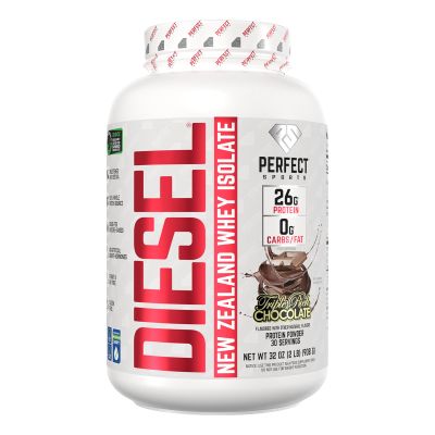 PERFECT SPORTS Diesel 100% New Zealand Whey Protein Isolate | Stevia Sweetened, No Artificial Ingredients, Keto | 0g Carb, 0g Fat, 26g Protein | 2 Pounds (Triple Rich Dark Chocolate)