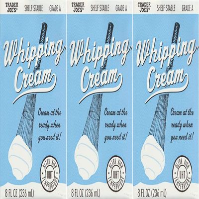 3 pack Trader Joe's Shelf Stable Tetra Grade A Whipping Cream 8 FL Oz (236 mL) Cream at the Ready When You Need It (UHT) Room Temperature, 3 Pack - SET OF 2