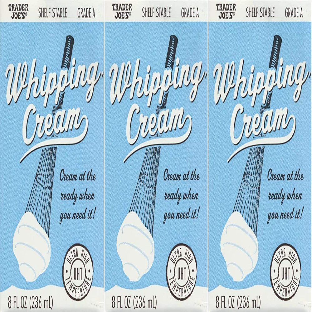 3 pack Trader Joe's Shelf Stable Tetra Grade A Whipping Cream 8 FL Oz (236 mL) Cream at the Ready When You Need It (UHT) Room Temperature, 3 Pack - SET OF 2