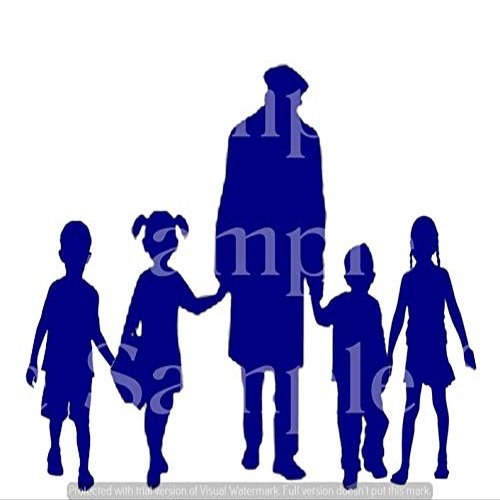 1/4 Sheet - Blue Grandpa & Children Silhouette Birthday - D24624 - 2D Edible Cake Cupcake Party Topper
