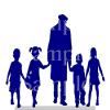 1/4 Sheet - Blue Grandpa & Children Silhouette Birthday - D24624 - 2D Edible Cake Cupcake Party Topper view 1
