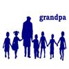 1/2 Sheet - Blue Grandpa & Kids Silhouette Birthday - D24610 - 2D Edible Cake Cupcake Party Topper view 1