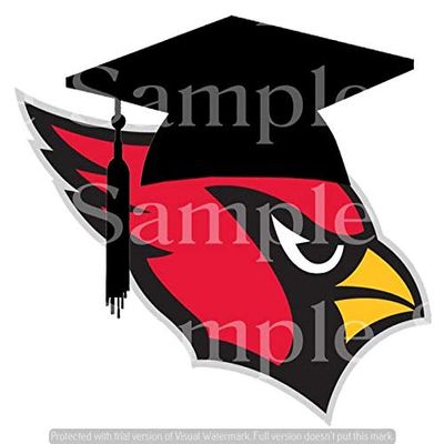 1/2 Sheet - Cardinal Mascot Graduation Cap - D24607 - 2D Edible Cake Cupcake Party Topper