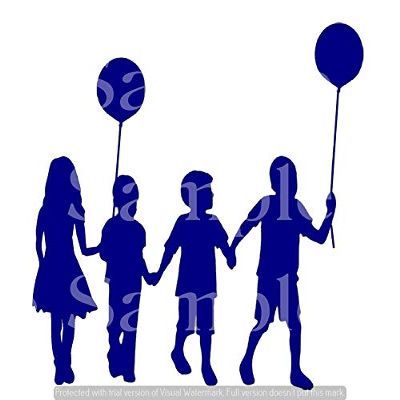 1/2 Sheet - Blue Kids Playing Silhouette Birthday - D24622 - 2D Edible Cake Cupcake Party Topper
