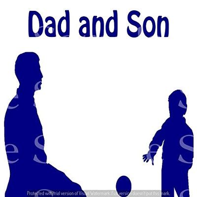 1/4 Sheet - Blue Dad & Son Silhouette Birthday - D24613 - 2D Edible Cake Cupcake Party Topper