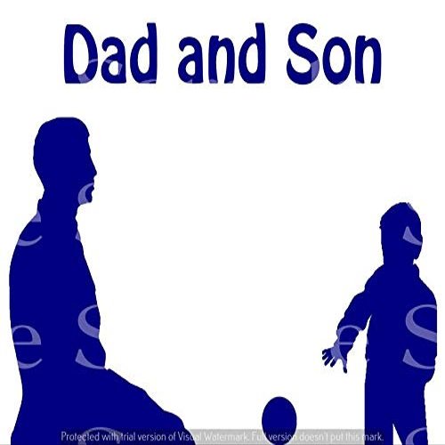 1/4 Sheet - Blue Dad & Son Silhouette Birthday - D24613 - 2D Edible Cake Cupcake Party Topper