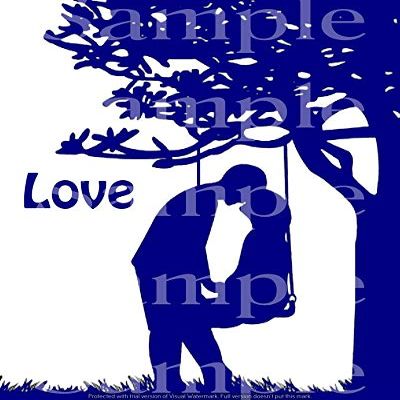 1/2 Sheet - Blue Couple In Love Silhouette Birthday - D24625 - 2D Edible Cake Cupcake Party Topper