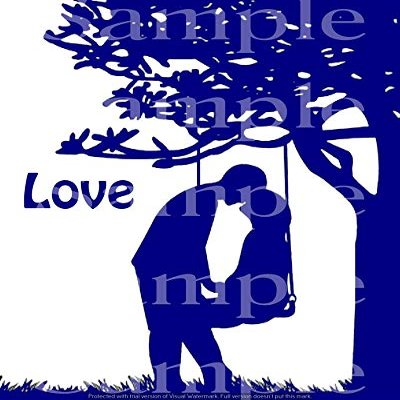 1/2 Sheet - Blue Couple In Love Silhouette Birthday - D24625 - 2D Edible Cake Cupcake Party Topper