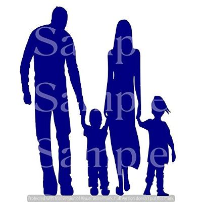 1/2 Sheet - Blue Family Silhouette Birthday - D24615 - 2D Edible Cake Cupcake Party Topper