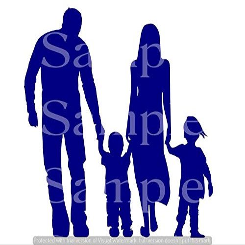 1/2 Sheet - Blue Family Silhouette Birthday - D24615 - 2D Edible Cake Cupcake Party Topper