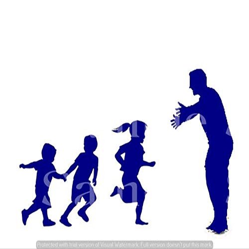 1/4 Sheet - Blue Dad & Kids Silhouette Birthday - D24612 - 2D Edible Cake Cupcake Party Topper
