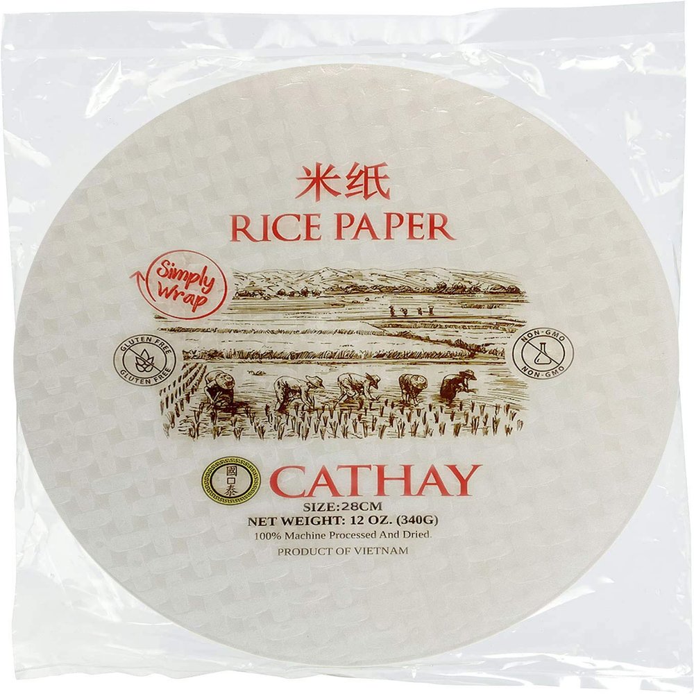 Cathay Fresh Spring Roll Rice Paper Wrappers, Rice Paper Wrappers for Fresh Rolls-20 Sheets, Non-GMO, Gluten-Free, Low Carb, Vietnamese Summer Wrap with Natural Ingredients, Veggie Wrap (Round, 28cm)