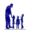 1/4 Sheet - Blue Grandpa & Kids Silhouette Birthday - D24614 - 2D Edible Cake Cupcake Party Topper view 1